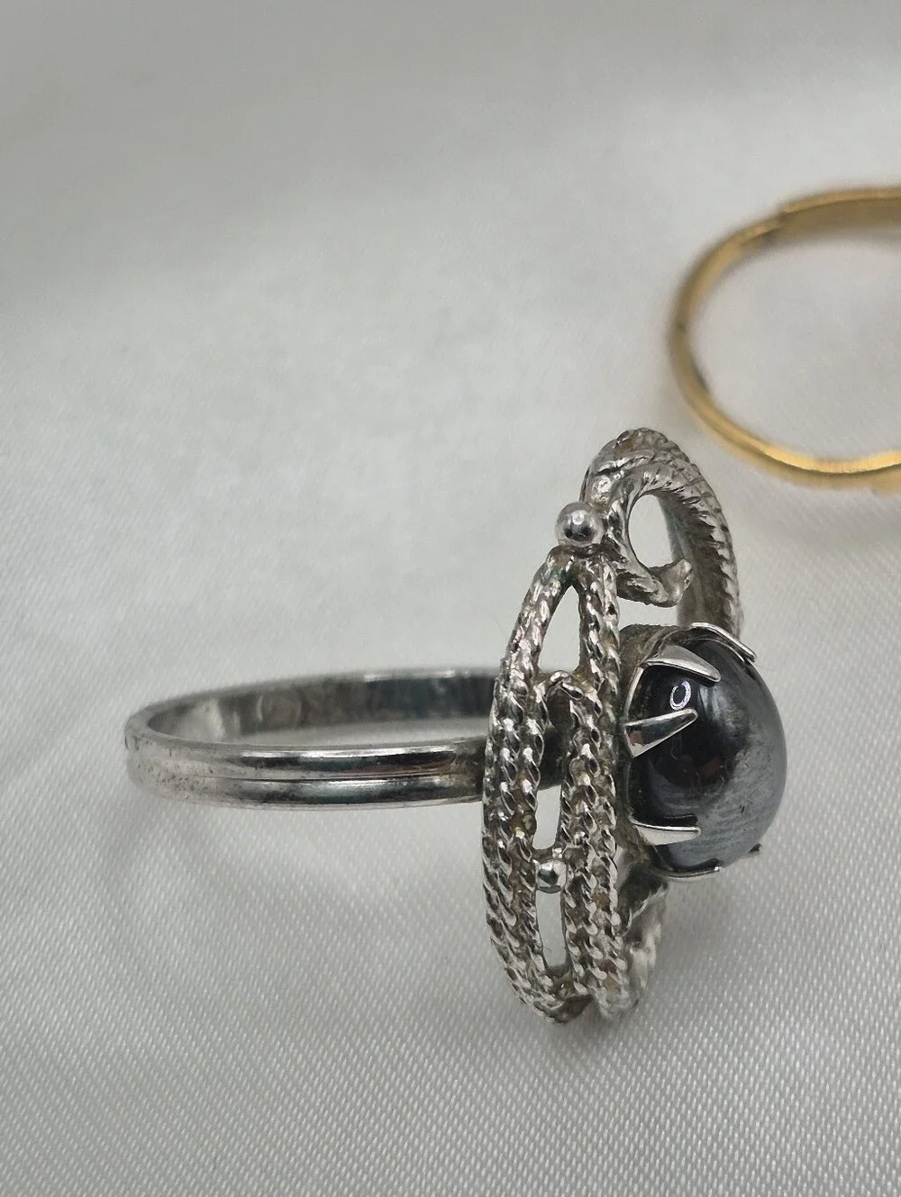 Sarah Coventry Adjustable 3 Rings. Gold Ring & Two Silver Hematite Rings
